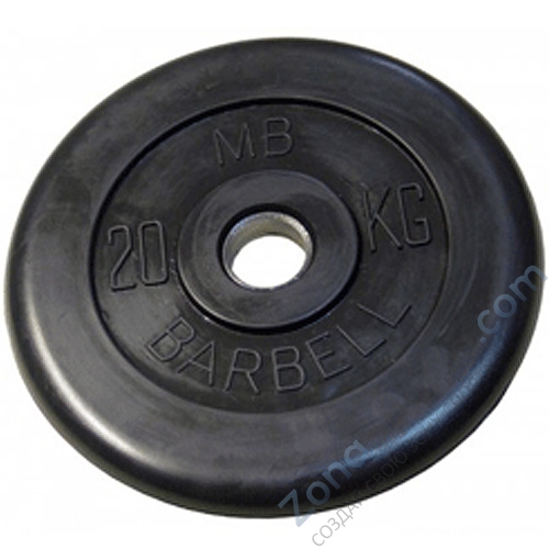 Диск обрезиненый черный MB Barbell MB26-20 d-26мм 20кг