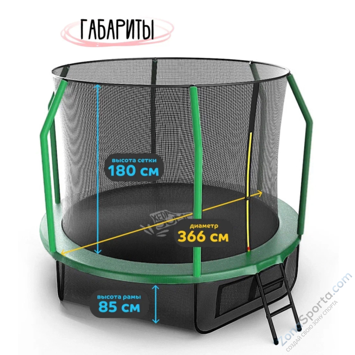 Батут с защитной сеткой KedaJump Jumpinator 12FT