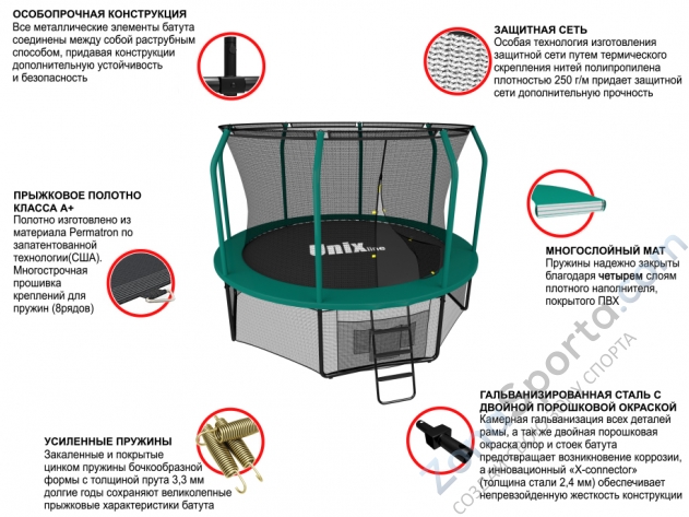 Батут Unix line 8 ft Supreme (Green)