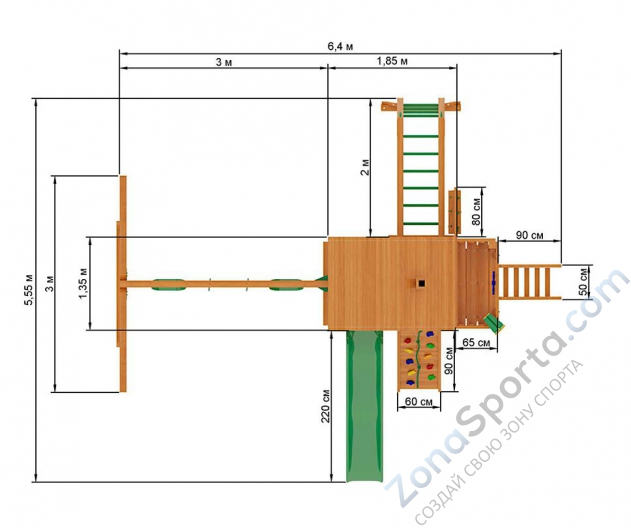 Деревянная детская площадка для дачи IgraGrad Шато с рукоходом 2