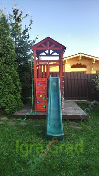Деревянная детская площадка для дачи Igragrad Панда Фани Tower скалодром