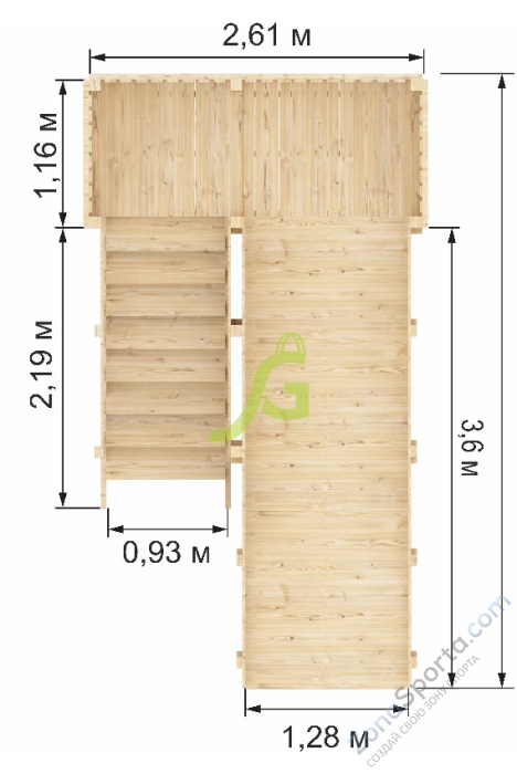 Деревянная зимняя горка IgraGrad Snow Fox скат 4 м без окраски