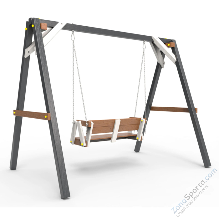 Деревянные качели Пикник 2 Ультра (диванчик на цепях)
