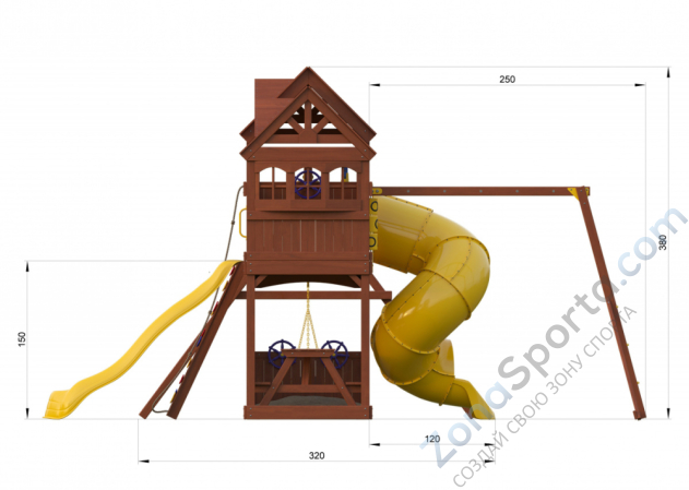 Детский игровой комплекс NewSunrise НьюСанрайз с винтовой горкой-трубой и рукоходом