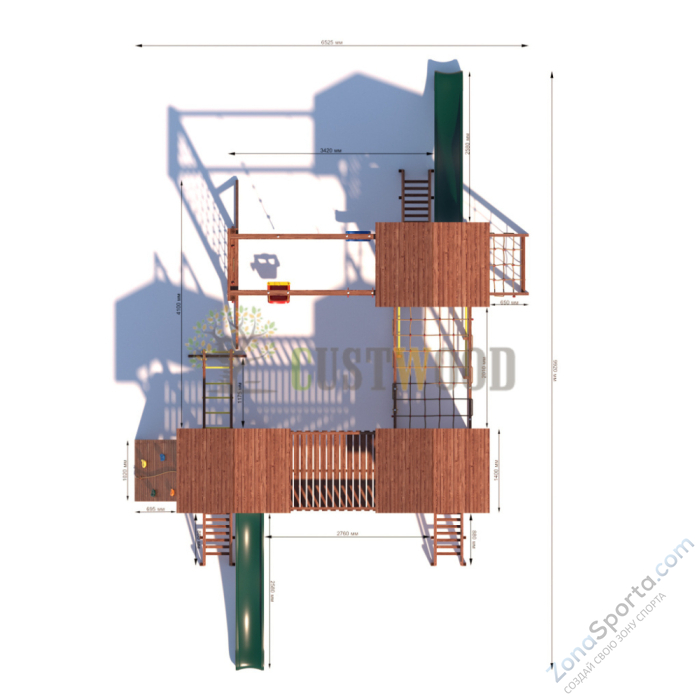 Детская деревянная игровая площадка для улицы дачи CustWood Active 15