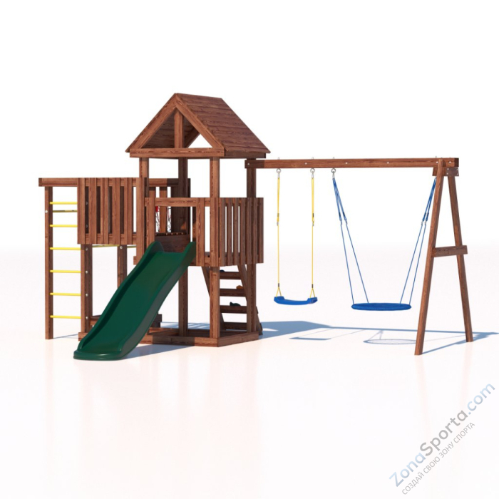 Детская площадка CustWood Junior Color JC9 с деревянной крышей