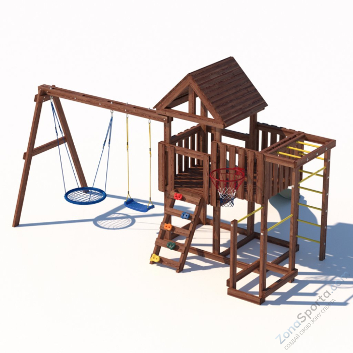 Детская площадка CustWood Junior Color JC9 с деревянной крышей