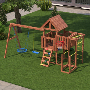 Детская площадка CustWood Junior Color JC9 с деревянной крышей