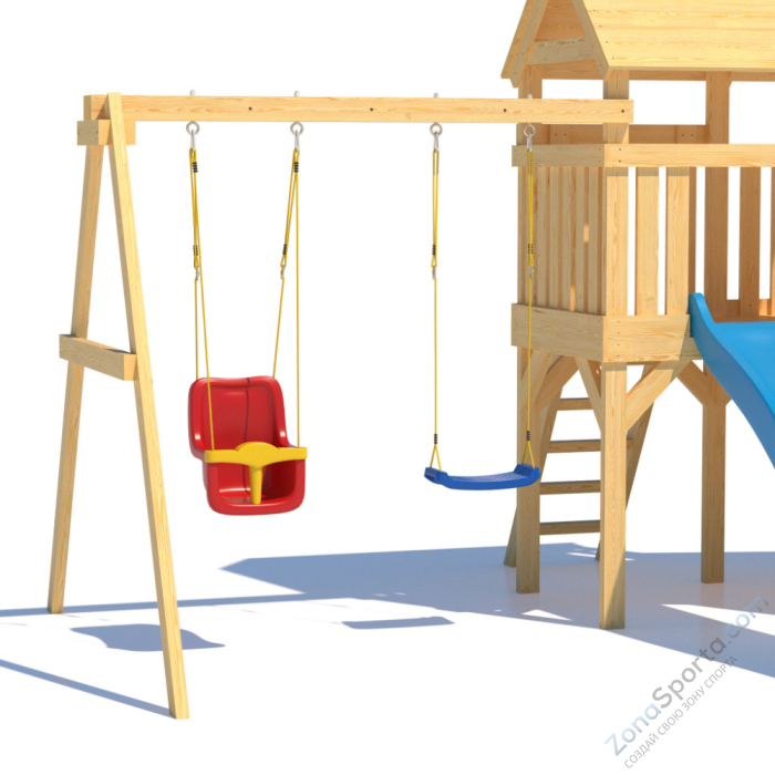 Детская площадка CustWood Scout S7+ с большой деревянной крышей