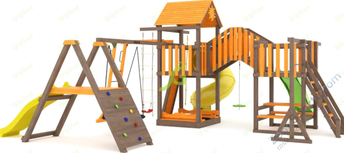 Детская площадка IgraGrad Панда Фани Мостик 2 с трубой