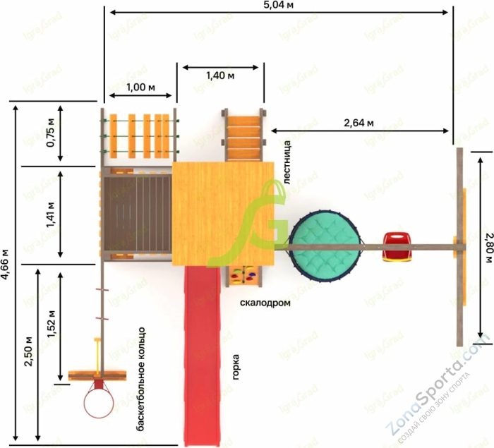 Детская площадка IgraGrad Панда Фани с балконом мод.1