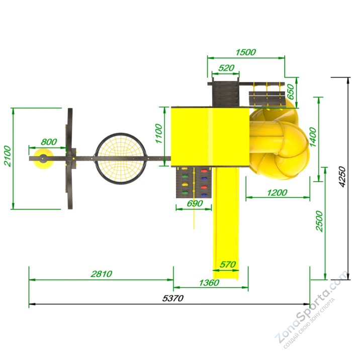 Детская площадка Пикник Black с винтовой трубой 6.1