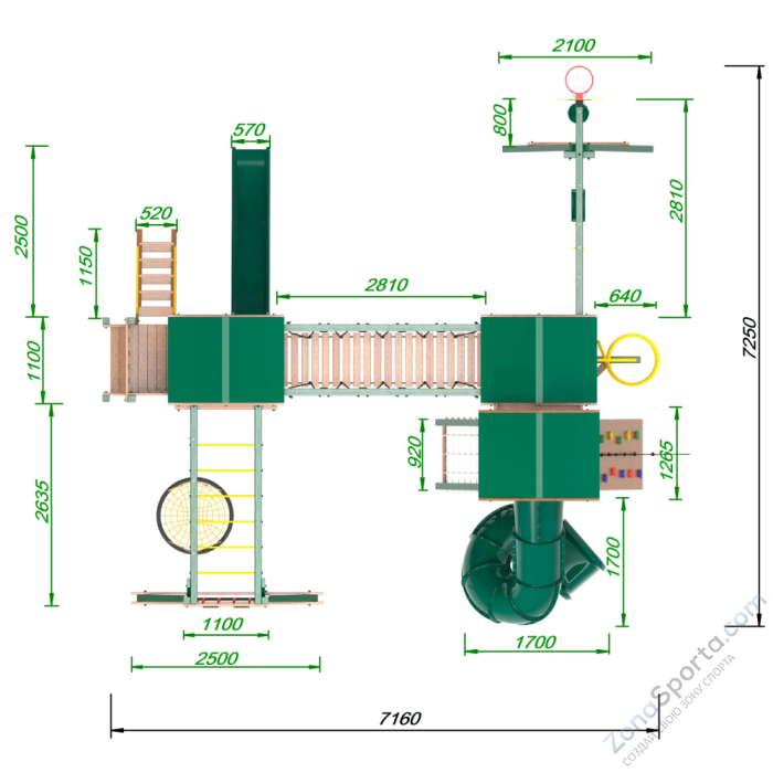 Детская площадка Пикник Форест Стэйдж К с винтовой трубой