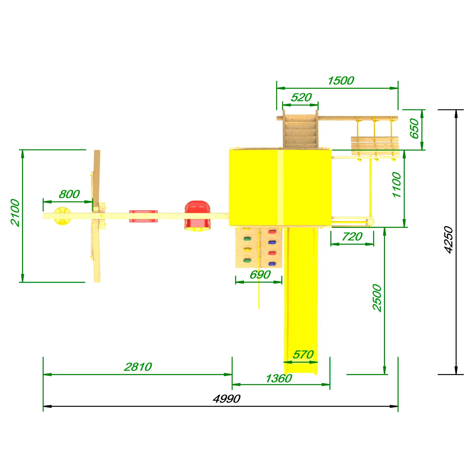 Детская площадка Пикник Стандарт с турником и шведской стенкой