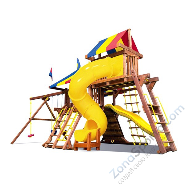 Детская игровая площадка Rainbow Play Systems Саншайн Кастл Спиральная горка Лайт Тент (Sunshine Castle Pkg V RYB Light)