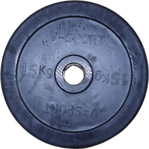 Диск Олимпийский  обрезиненный чёрный 15 кг V-Sport LB-15