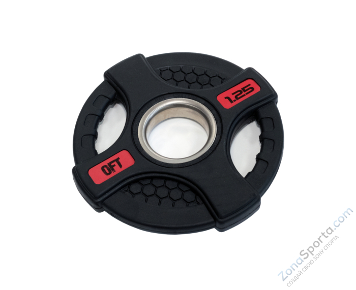 Диск олимпийский обрезиненный черный с двумя хватами Original FitTools FT-2HGP-1,25 1,25 кг