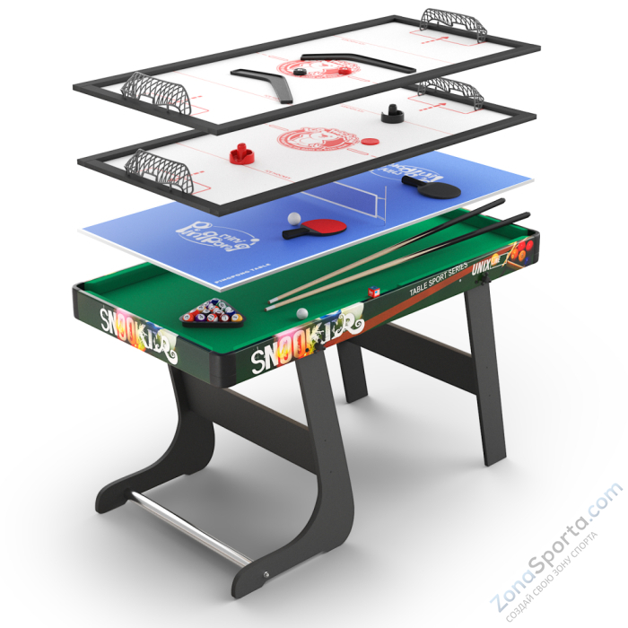 Игровой стол складной Unix Line Трансформер 4 в 1 (125х63 cм)