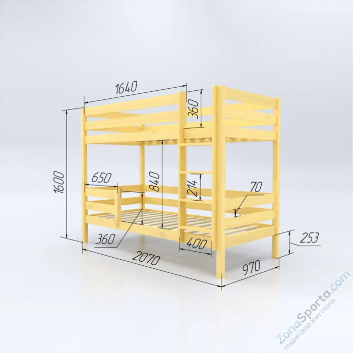 Кровать детская двухъярусная Савушка-01 90х200 (без окрашивания)