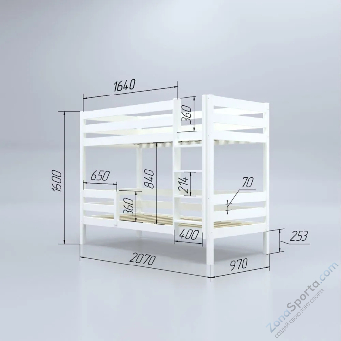 Кровать детская двухъярусная Савушка-01 90х200 желтая