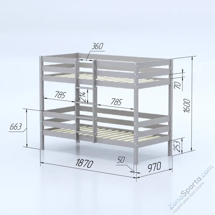 Кровать детская двухъярусная Савушка-05 90х180 Cappuccino (капучино)