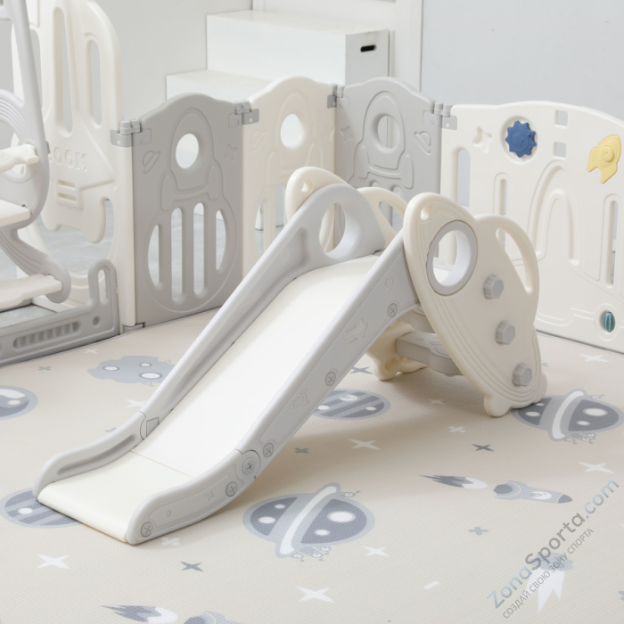 Манеж Unix Kids Supreme Space 160x160 Grey с качелями