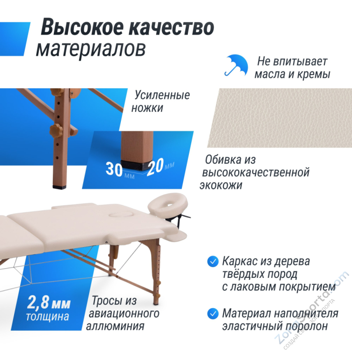 Массажный стол Unix Standard 3 Section Beige Массажный стол Unix Standard 3 Section Beige