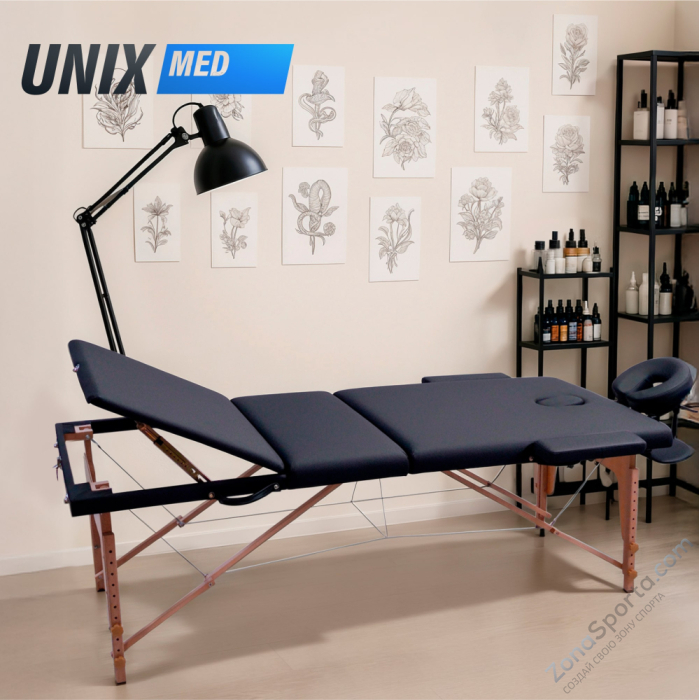 Массажный стол Unix Standard 3 Section Black Массажный стол Unix Standard 3 Section Black