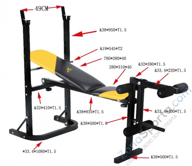 Силовая скамья со стойками DFC D210 Силовая скамья со стойками DFC D210