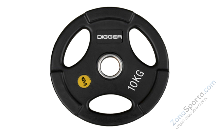 Диск олимпийский обрезиненный 3-х хватовый 10кг Hasttings Digger HD51C1C-10
