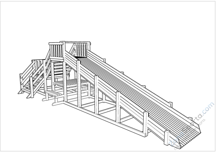 Зимняя деревянная заливная горка Ледянка 2 (без окраски)