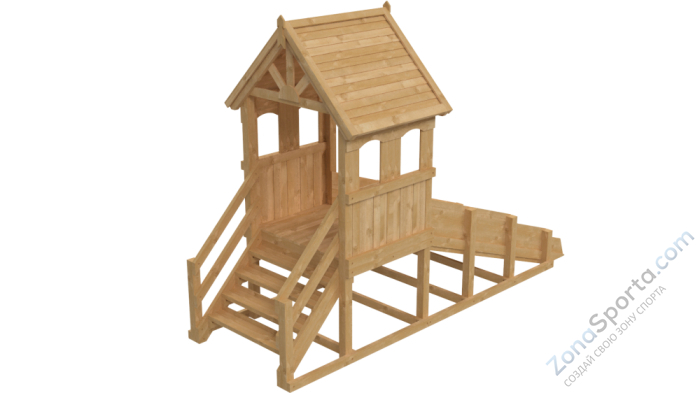 Зимняя деревянная заливная горка Теремок (без окраски)