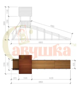 Зимняя заливная горка Савушка Зима - 5 скат 5 метров